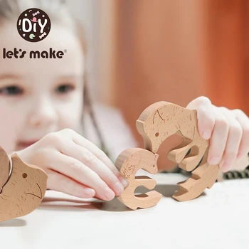 Kūrybinės Vaikų 3D Gyvūnų Medinė Dėlionė dvipusės Juostelės Krovimas Cartoon Pjūklelis Pažinimo Montessori Švietimo Žaislas