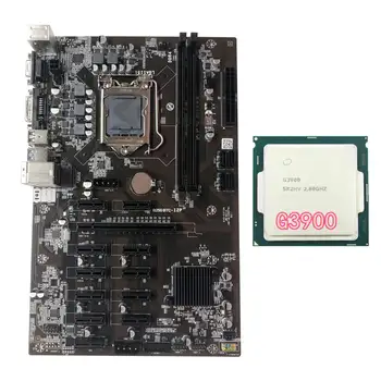 B250 BTC Kasybos Plokštė su G3900 CPU Procesorius, Palaiko DDR4 LGA 1151 12XGraphics Kortelės Lizdas BTC Miner 0