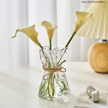 Ins Skaidraus Stiklo Vaza, Nereguliarus Darbalaukio Ornamentu Dirbtinių Gėlių Nustatyti Namų Restoranas Kambarį Darbastalio Apdaila