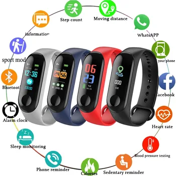 Naujas M3 Plus Smart Watch Vyrų Fitneso Tracker Laikrodžiai Širdies Ritmo Sveikatos Stebėti Smart Juosta Fitneso Apyrankės Moterims Mobilaus Telefono