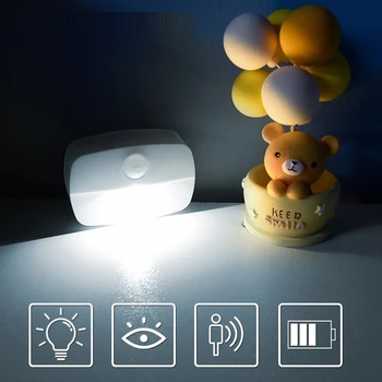 PIR Judesio Jutiklis LED Nakties Šviesos Sienos Baterija Lempa Spinta Eilėje Prieškambario Kelias Miegamasis Šviesos Dekoras 0