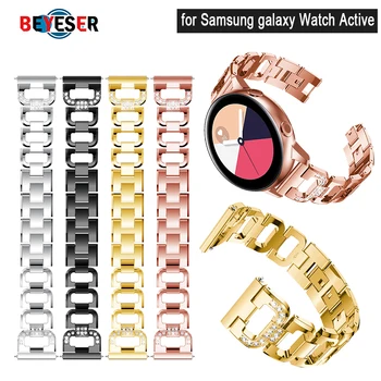 Watchband 20mm Samsung Galaxy Žiūrėti 3 41mm 42mm Aktyvios Veikliosios 2 40mm Pavarų Klasikiniai Papuošalai, Juostos, kalnų krištolas, Deimantas Nuorodą Dirželis
