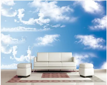 Custom papel DE parede infantil didelis freskomis, mėlynas dangus, balti debesys, kad sėdi kambaryje, TV vinilo sienos, kurios papel DE parede
