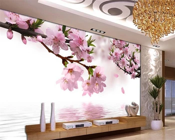 Beibehang Užsakymą didelių paveikslų 3 d freskos tapetai peach blossom 3 d TV ant sienos sėdi kambaryje tapetai, sienų ir 3 d 0