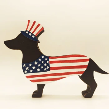 Naujas Medinis Mielas Šuo Ornamentu Amerikos Nepriklausomybės Diena Atminimo Amatų Dovanos Kūrybos Namų Kambario Papuošimai