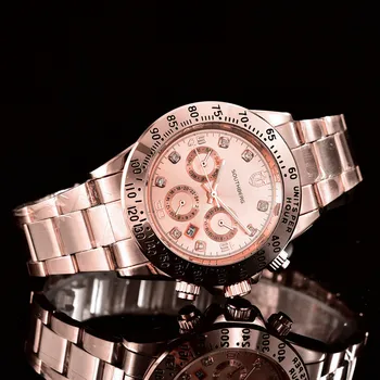 2017 SOUTHBERG GMT Prabangos Prekės NUGALĖTOJAS Rose aukso laikrodis Vyrams, Atsitiktinis Vyras Laikrodžiai, Verslo, Sporto Karinės Nerūdijančio Plieno Žiūrėti