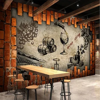 Retro Pramonės Stiliaus Vyno Saugojimo Kambarys, Vyno Rūsys Dvaro Sienų Tapetai 3D Vyninė Baras Dekoro Sienos Popieriaus Papel De Parede 3D