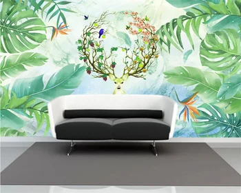 beibehang Užsakymą 2020 Šviežių augalų fantazijos briedžių, tv foną dekoruoti tapyba stereo sienos tapetai dokumentai namų dekoro