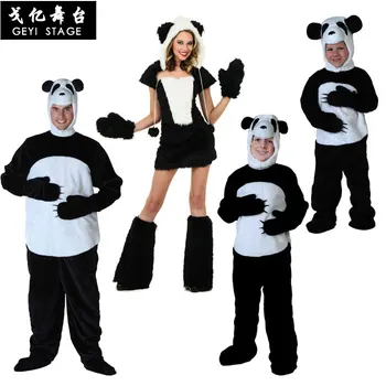 Mielas Animacinių filmų Panda Bear Kostiumas Anime Cosplay Apranga su Pirštine Helovinas Šalis Išgalvotas Jumpsuit Suaugusiems Vaikams