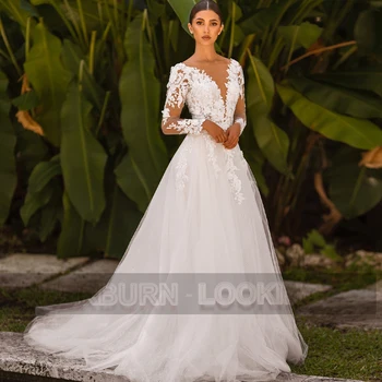 HERBURN Šiuolaikinių Vestuvių Suknelės Gilia V-Kaklo Odos Spalvos, ilgomis Rankovėmis Aukštos Ritininės Asmeninę Vestidos De Novia Vestido De Casamento