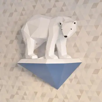 3D Popieriaus Ledo Fole Jūros Lokys Modelis Papercraft Berniukų miegamasis Namų Dekoro, Sienų Apdaila Galvosūkiai Eductional 