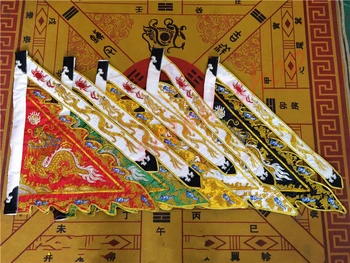 Daoizmas produktų, penkių spalvų vėliavos, penkių dragon vėliavos, visus aukso siūlais, dragon flag, aukštos kokybės Taiwan versija dragon flag Ta