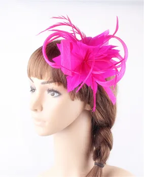 21Colors Moterų Mažųjų Sinamay Hot Pink Fascinators galvos Apdangalai Plunksnų Gėlės Plaukų Įrašą, Aksesuarai, Vestuviniai&Sagė už Vestuves