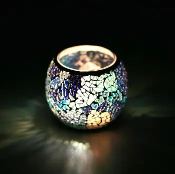 Mozaikos žvakių laikiklis kristalų, stiklo žvakidė vestuvių votive žvakės laikiklis valentino dieną namų dekoro žvakės lanter SN3921