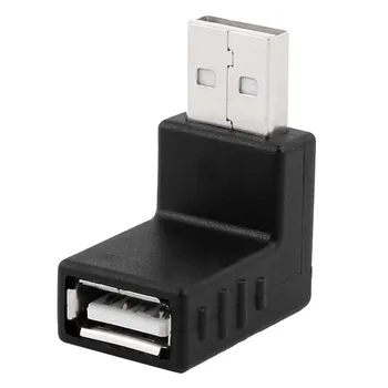 USB 2.0 Vyrų ir Moterų Adapteris USB 2.0 A Male į Moteris Žemyn apylinkės Dešinysis Kampas 90 Laipsnių Plug Adapter Išplėtimo Lyčių PC 0