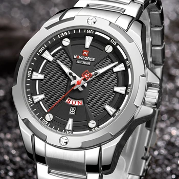 Naujas NAVIFORCE Prabangos Prekės vyriški Laikrodžiai Full Steel Verslo Laikrodis atsparus Vandeniui Kvarco Vyrai Žiūrėti Vyrų Laikrodis Relogio Masculino 0