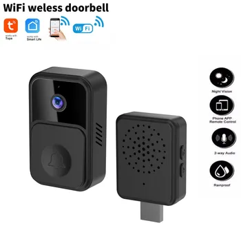 Belaidžio Tuya WiFi Doorbell vaizdo Kameros Vandeniui HD Vaizdo Durų Bell Smart Belaidė Lauko durų skambutį Su Kamera, Naktinis Matymas
