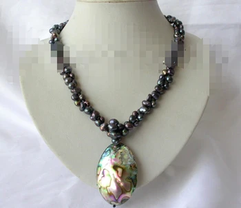 Jewelr 005281 2strands baroko black pearl karoliai ausinukės pakabukas