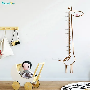 Žirafa, Aukšto Diagramos Fiksuoto Dydžio Custom Spalvos Sienos Lipduką Matavimo Augimo Kūdikių Berniukų Augimo Įrašyti Darželio Vinilo Lipdukai YT3512 0