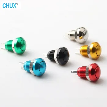 CHUX 8mm Mygtukas Jungiklis Trumpalaikis Metalo Apvalus Didelis Galvos Mini Suvirinimo koja Spalvinga Vandeniui Micro mygtuką