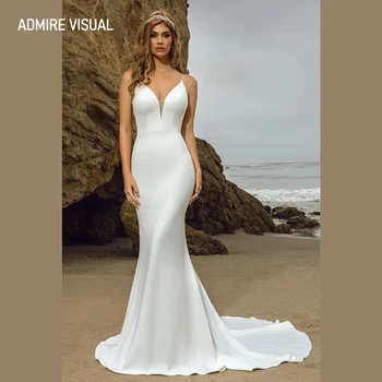 Naujausias Vestuvių Suknelė Undinė Giliai V-Kaklo Iškirpte Rankovių Spagečiai Dirželiai Plius Dydžio Nuotakos Suknelė 2021 Vestidos De Novia