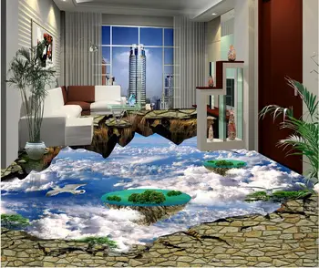 Šiuolaikinių aplinkosaugos ¾enklelis 3D Grindų Dangų Uolos Paveikslų neslidus Vandeniui lipnios PVC 3D Tapetai, Grindys