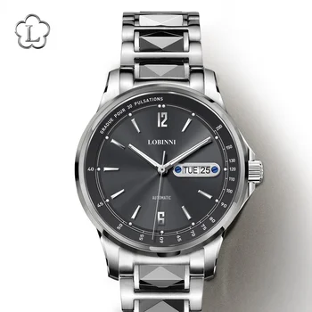 Prabangos Prekės LOBINNI Šveicarijos Laikrodžių Vyrams Japonijoje MIYOTA Mechaninė Automatinė vyriški Laikrodžiai Sapphire atsparus Vandeniui relogio L9012