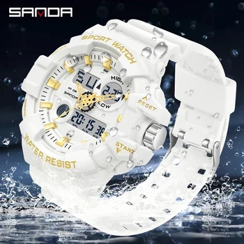 SANDA Mados Karinės vyriški Laikrodžiai 30M atsparus Vandeniui Sporto laikrodis Vyrams, LED Elektroniniai Laikrodžiai Relogio Masculino 780