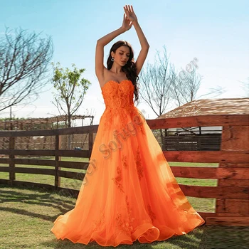 Oranžinės Spalvos Tiulio Brangioji Aline Vakaro Suknelės Prom Chalatas De Soiree Baigimo Įžymybė Vestidos Fiesta Moterų Oficialus