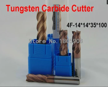 HRC60 4F-14*14*35*100 cnc cutter įrankis volframo lydinio frezavimo cutter