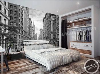Vartotojo 3D freskomis,New York Wall Street Amerikos modernus juodai baltas pastatas ,gyvenamasis kambarys sofos, TV wall miegamojo sienos popieriaus