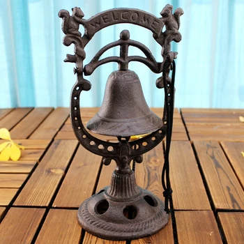 Ketaus Troba Vakarienė Bell Darbastalio Apdaila Vintage Stiliaus Metalinis Stalas Bell Antikvariniai Handbell Ornamentu Atkreipti Dėmesį Bell 0