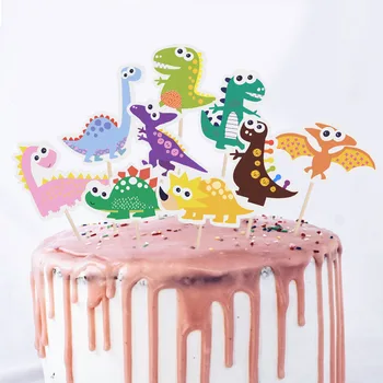 9pcs/set Dinozaurų Temą Kartono Cupcake Rėžtuvės Lazdos su Gimtadieniu, Baby Shower Renginio Dekoracijos Tortas Toppers
