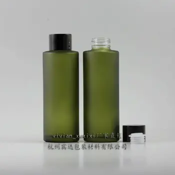 18pcs 100ml alyvuogių žalia matinio Stiklo butelis su juodu užsukamu esminių oli ar losjonu.kosmetikos pakuotės skysčių 0