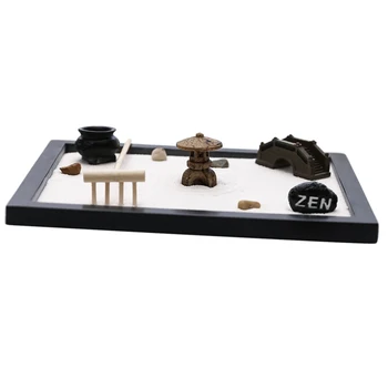 Mediniai Zen Smėlio Dėžutė Mini Darbalaukio Smėlio Sodo Biuro Apdailos