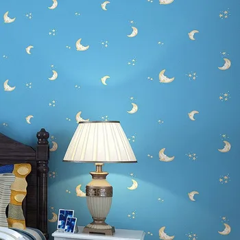 beibehang žvaigždės, mėnulis moterų animacinių filmų berniukas tapetai trumpas šiuolaikinės sofos fono sienos tapetai, Sienų Lipdukai Kambarį Miegamasis 0