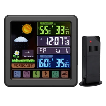 Meteorologinių Stočių Belaidžio Patalpų Lauko Termometras Namuose Oras Stotis Spalvotas LCD Su Drėgmėmačiu Žadintuvas