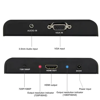 VGA į HDMI Konverteris VGA Audio į HDMI 720p/1080p Scaler Konverteris Adapteris Langelį kompiuterį/PC Full HD HDTV su DC Maitinimo