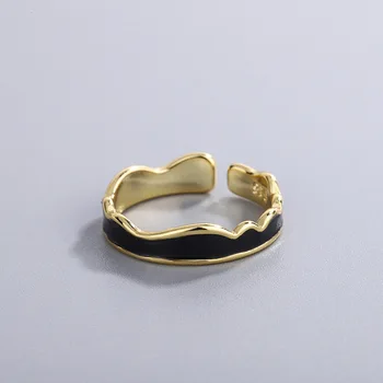 Paprasta Mados Nereguliarus Bangų Modelį Žiedas su Aukso spalvos Atidarymo Reguliuojamas Žiedo Žavesio Moterų Gimtadienio Dovana, Papuošalai