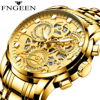 Aukso Laikrodis Vyrams Top Brand Prabangos Sportas Kvarcinis Laikrodis, Mens Watches Plieno Verslo Vandeniui Žiūrėti Relogio Masculino