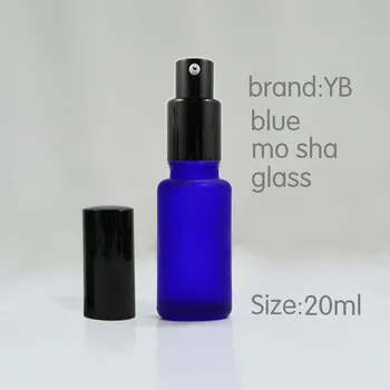 25PCS didmeninės prekybos aukštos kokybės 20ml mėlyna šalčio stiklo butelį premium emulsija, 20 ml stiklinis kvepalų buteliukas su juoda purkštuvas 0