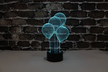 Nemokamas Pristatymas, YJM-2813, Amazing3D Illusional Naktį Šviesos, 3D Spalvinga Ballon Formos,