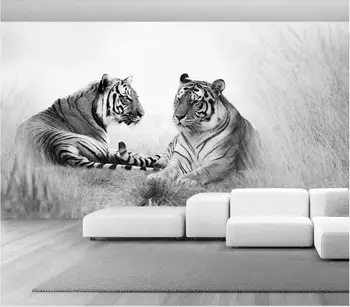 3d tapetai pasirinktinius nuotraukų HD juodas ir baltas tigras fono sienos kambarį namų dekoro 3d sienų freskomis tapetai, sienų ir 3 d 0