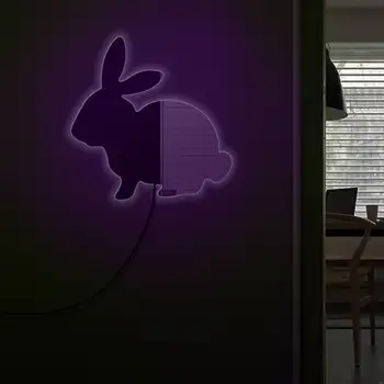 Bunny Triušiai Sienos Veidrodis su LED Apšvietimu Vaikai Kambario Dekoro Sienų apšvietimo Miško Gyvūnai Zuikiai Pet Siluetas vaikų Darželio Sienos Menas