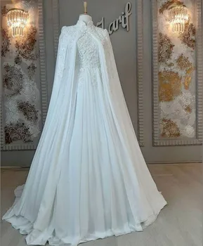 Vestido De Noiva Musulmonų Balto Vestuvių Suknelės Nuotaka A-Line Bridal Suknelės 2022