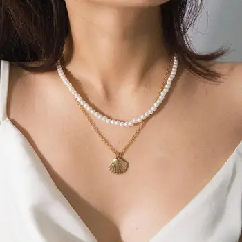 mados shell perlų vėrinį geometrinis pakabukas karoliai, Papuošalai Klasikinis Temperamentas choker gimtadienio dovana
