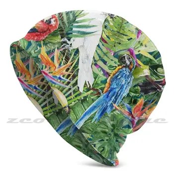 Paukščių Rojus Asmeninį Modelio Mezgimo Skrybėlės Plius Dydis Elastinga Soft Cap Paukštis Papūga Macaw Cockatiel Atogrąžų Tropikų Paukštis