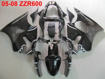 Įpurškimo formuoti populiariausi lauktuvės komplektas Kawasaki Ninja ZZR600 05 06 07 08 black silver purvasargiai nustatyti ZZR600 2005-2008 OT16 0