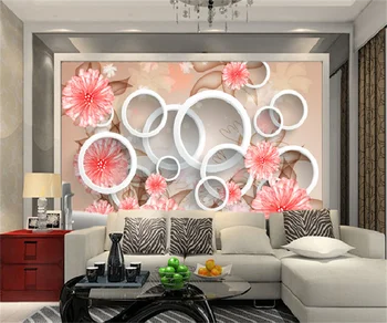 Pritaikyti 3d bet kokio dydžio tapetai, freskos Europoje ir Amerikoje, elegantiškas gėlių 3D ratas kambarį TV fono lipdukai tėtis 0