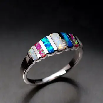 Spalvingas Lydinio Užpildyti Vestuvių Moterų Žiedai Įvairių spalvų Opalas Žiedas Dydis 5-12